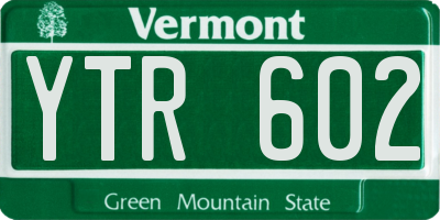 VT license plate YTR602