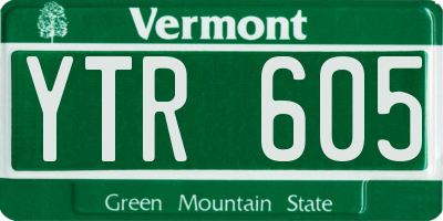 VT license plate YTR605