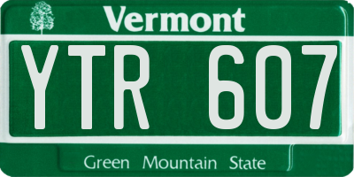 VT license plate YTR607