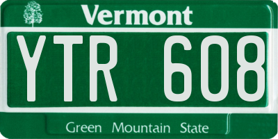 VT license plate YTR608