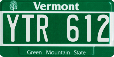 VT license plate YTR612
