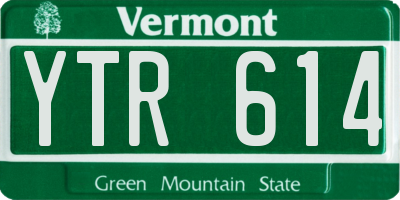 VT license plate YTR614
