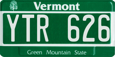 VT license plate YTR626