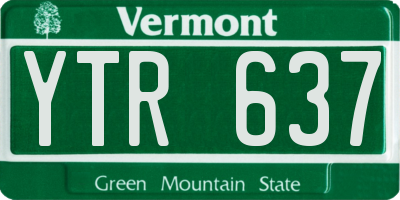 VT license plate YTR637