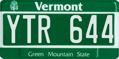 VT license plate YTR644