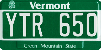 VT license plate YTR650