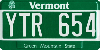 VT license plate YTR654