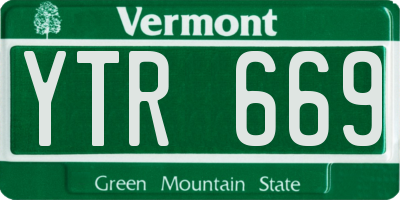 VT license plate YTR669