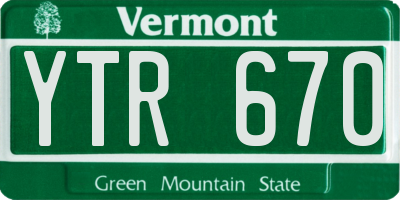 VT license plate YTR670