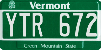 VT license plate YTR672
