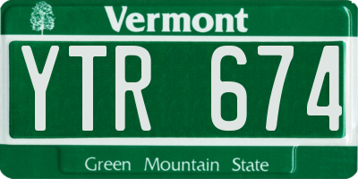 VT license plate YTR674