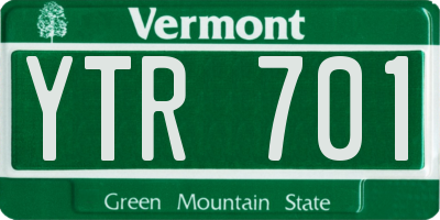 VT license plate YTR701