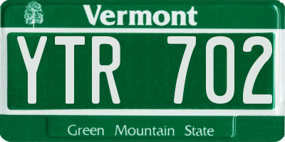 VT license plate YTR702