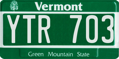 VT license plate YTR703