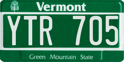 VT license plate YTR705