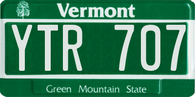 VT license plate YTR707