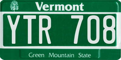 VT license plate YTR708