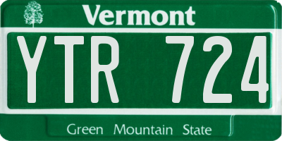 VT license plate YTR724