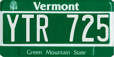 VT license plate YTR725