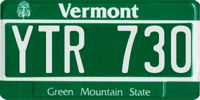 VT license plate YTR730