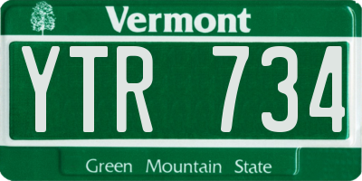 VT license plate YTR734