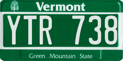 VT license plate YTR738