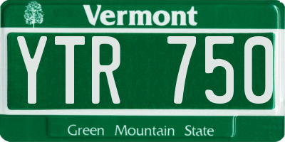 VT license plate YTR750