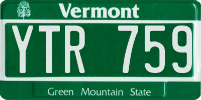 VT license plate YTR759