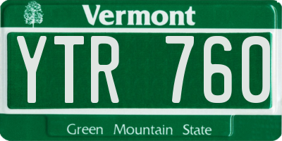 VT license plate YTR760