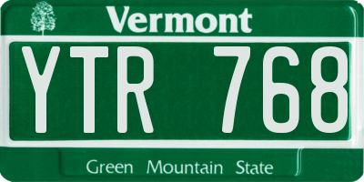 VT license plate YTR768