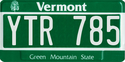 VT license plate YTR785