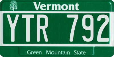 VT license plate YTR792