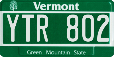 VT license plate YTR802
