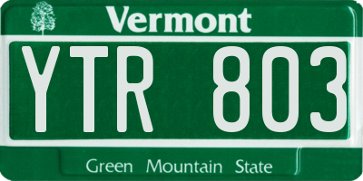 VT license plate YTR803