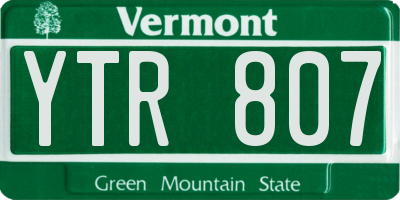 VT license plate YTR807