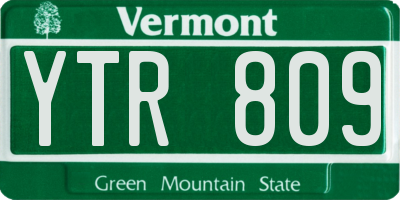 VT license plate YTR809