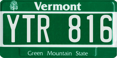 VT license plate YTR816