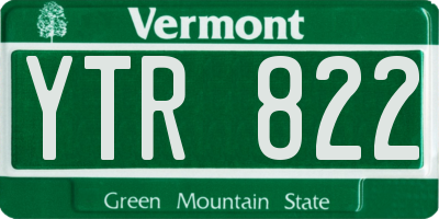 VT license plate YTR822
