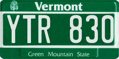 VT license plate YTR830