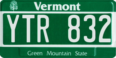 VT license plate YTR832