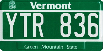 VT license plate YTR836