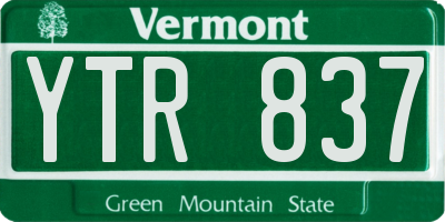VT license plate YTR837