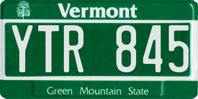 VT license plate YTR845