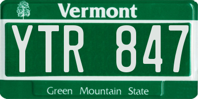 VT license plate YTR847