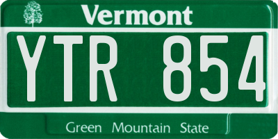 VT license plate YTR854