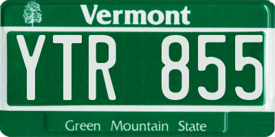 VT license plate YTR855