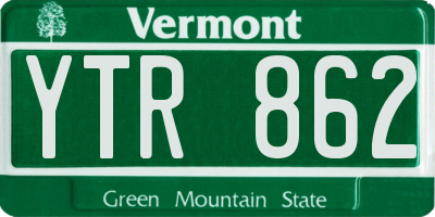 VT license plate YTR862
