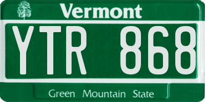 VT license plate YTR868