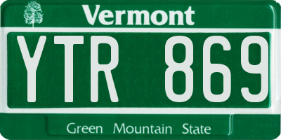 VT license plate YTR869