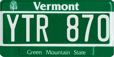 VT license plate YTR870